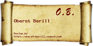 Oberst Berill névjegykártya